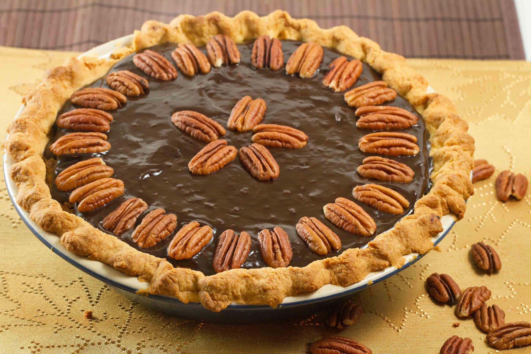 Chocolate pecan Derby pie